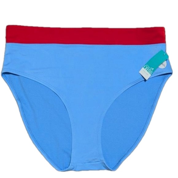 Oasis Other - NWT Outdoor Oasis Bikini Swim Bottom High Rise XL XLarge True Nautical Blue Red